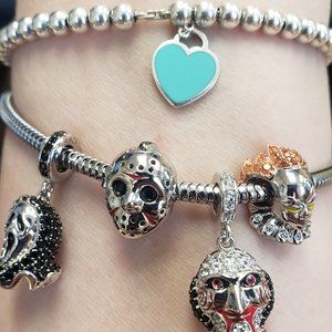 Lot of 4 Horror 925 silver charms.